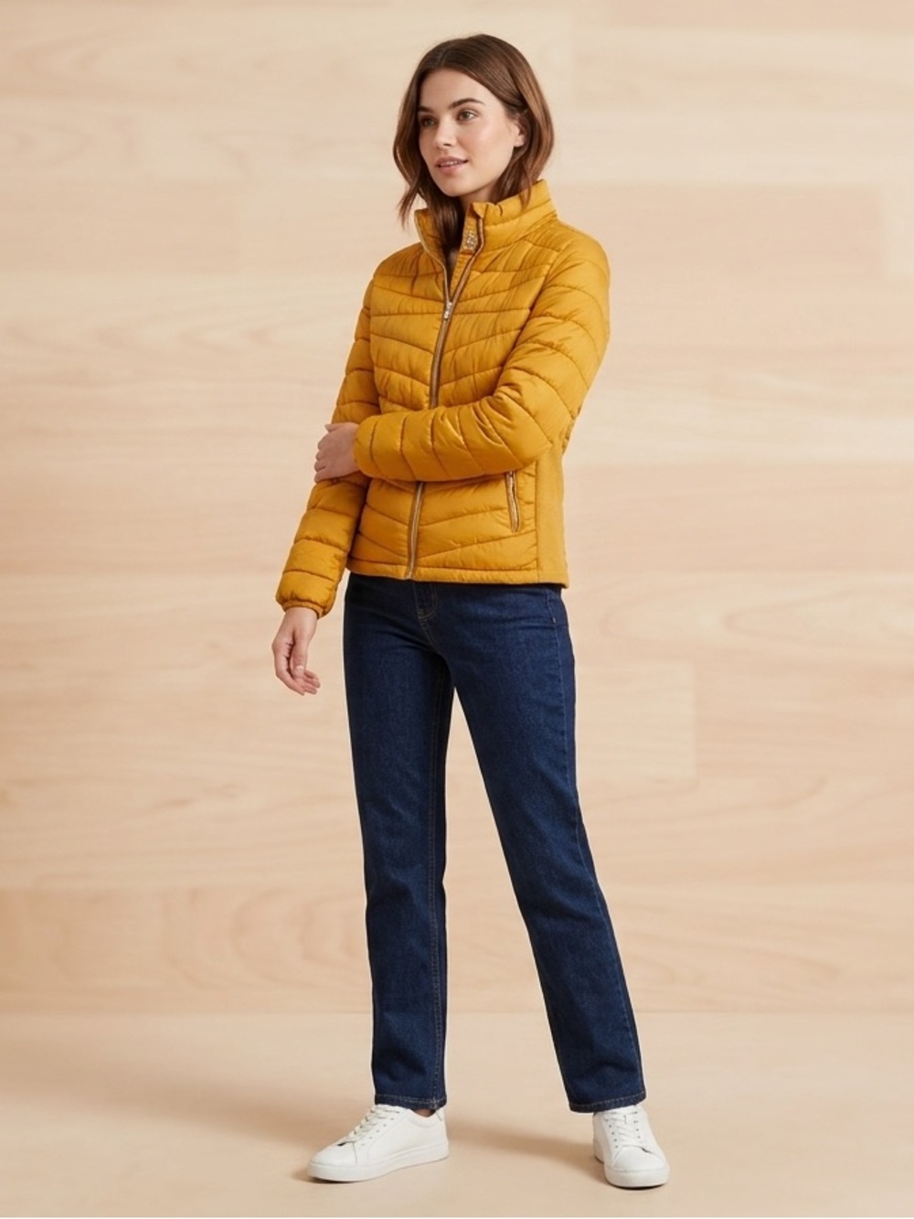 LOVE ME NOW collection Mustard Yellow Puffer Jacket Sz M Women ( Runs Small) V27